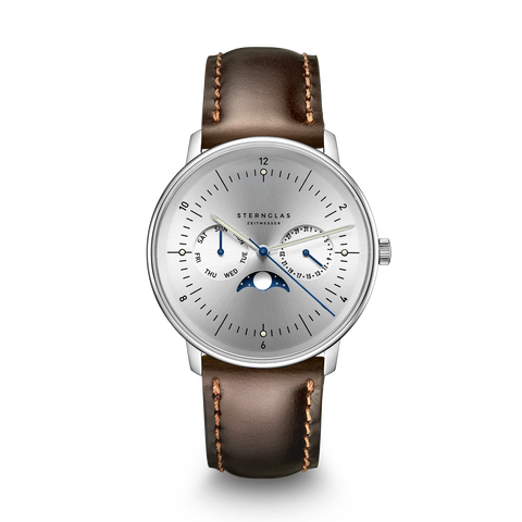 Naos Moonphase moon silver — front view