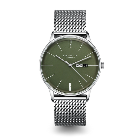 Berlin olive green Milanese — front view