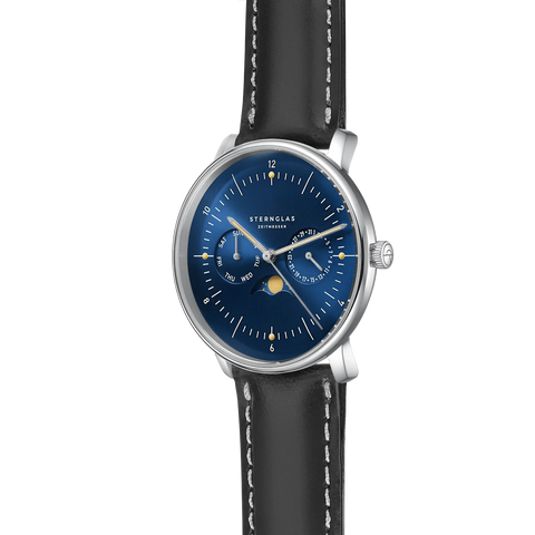 Naos Moonphase midnight blue — three-quarter view
