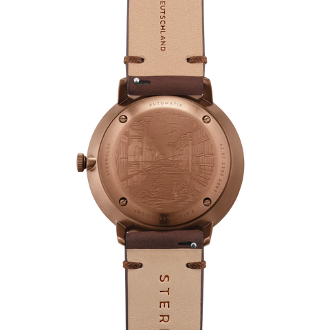 Hamburg Automatik dark blue bronze — case-back view