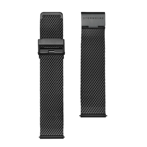 S03 MI06 Milanaise schwarz 20mm matt strap image