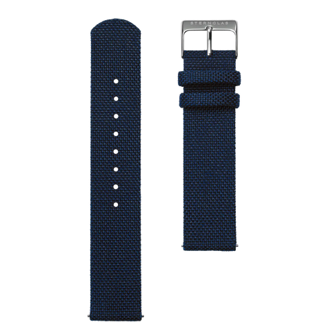 S03 NY02 nylon nachtblau 20mm silber poliert strap image