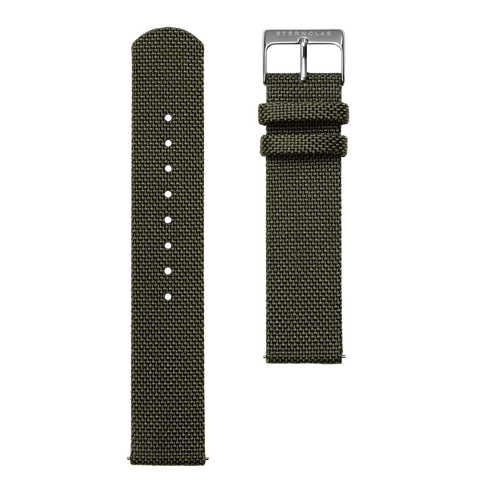 S03 NY03 nylon waldgruen 20mm silber poliert strap image
